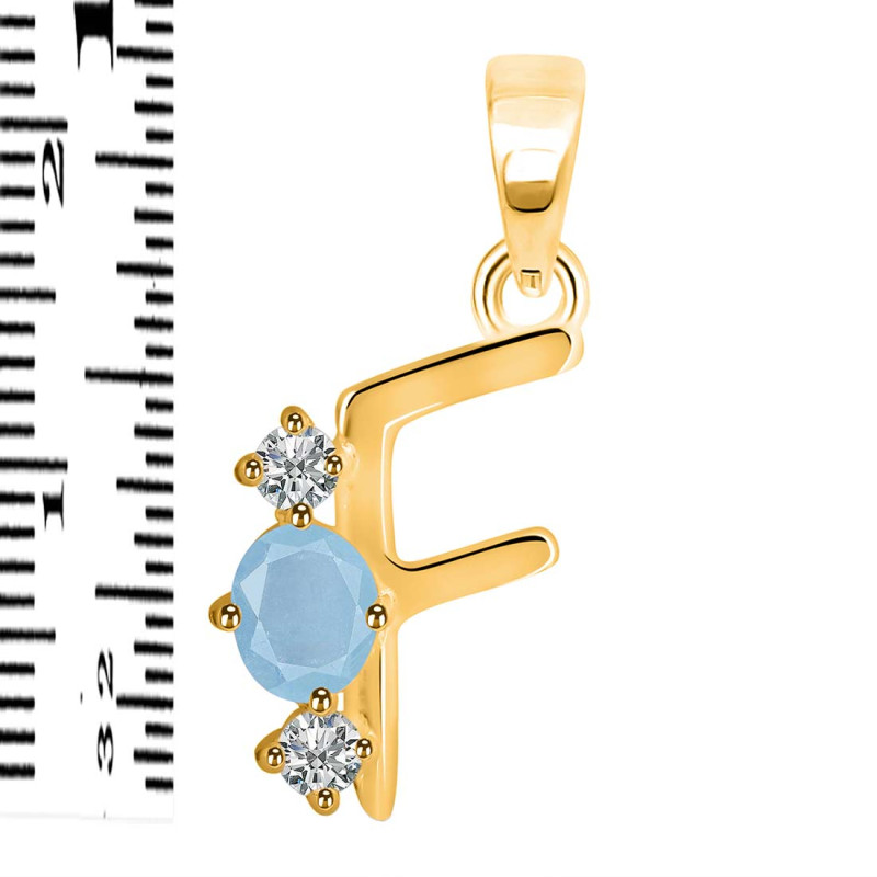 Aquamarine & White Topaz Alphabet F Pendant AQM-RDA-58.