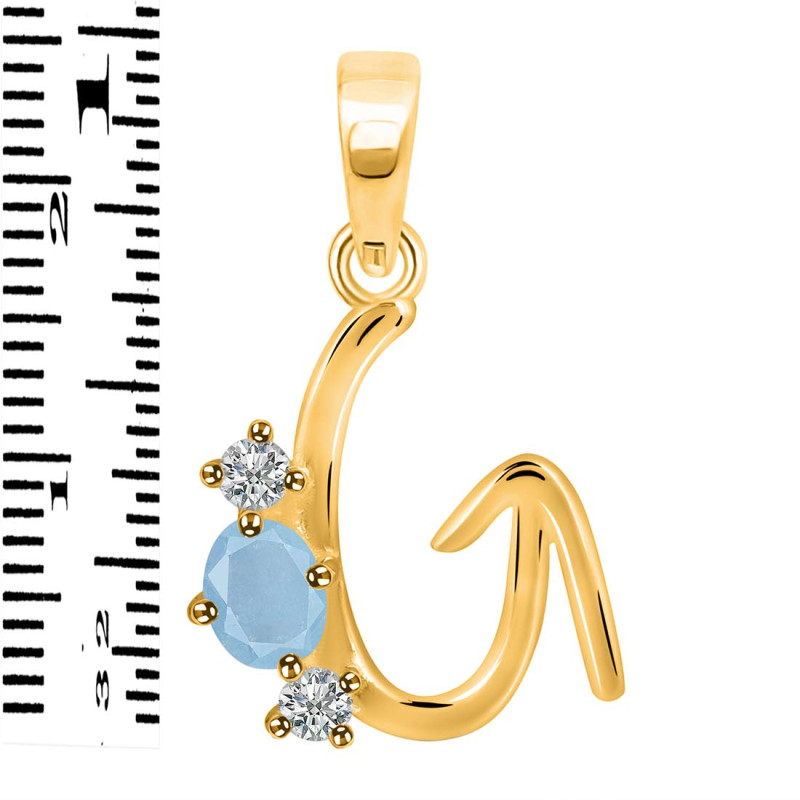 Aquamarine & White Topaz Alphabet G Pendant AQM-RDA-59.