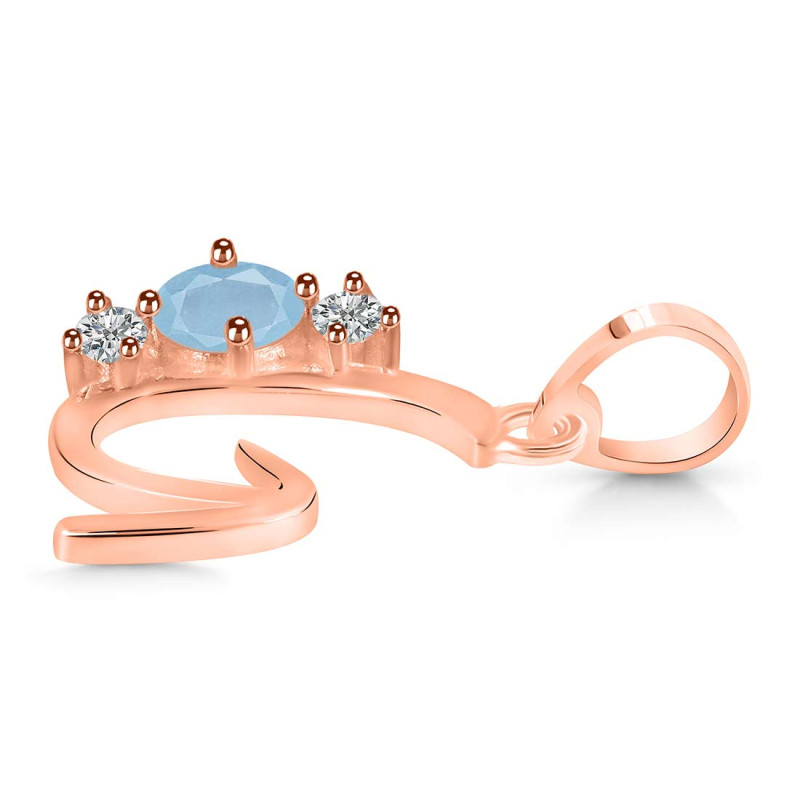 Aquamarine & White Topaz Alphabet G Pendant AQM-RDA-59.