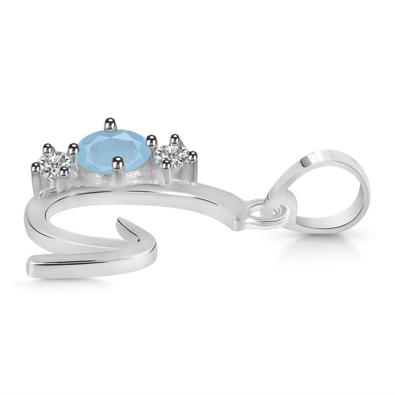 Aquamarine & White Topaz Alphabet G Pendant