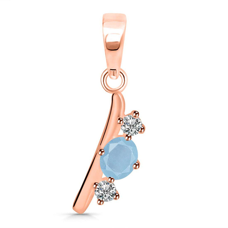 Aquamarine & White Topaz Alphabet I Pendant AQM-RDA-61.