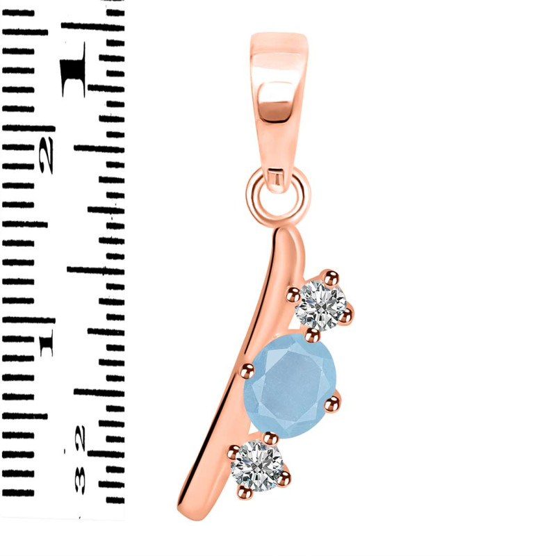 Aquamarine & White Topaz Alphabet I Pendant AQM-RDA-61.