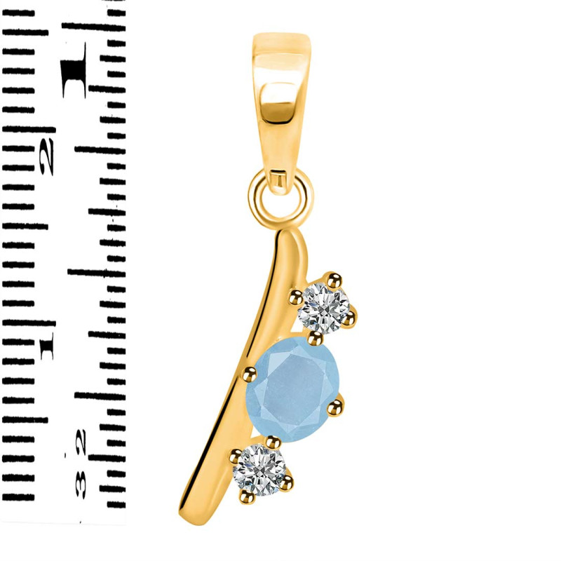 Aquamarine & White Topaz Alphabet I Pendant AQM-RDA-61.