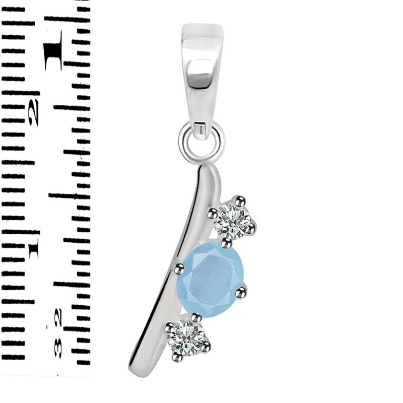Aquamarine & White Topaz Alphabet I Pendant AQM-RDA-61.