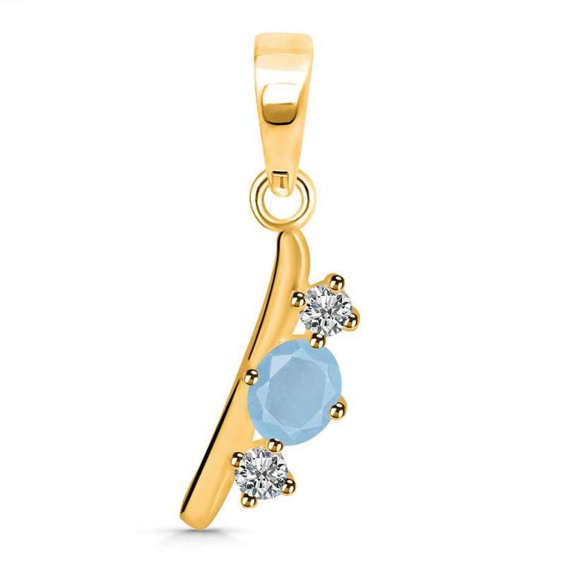Aquamarine & White Topaz Alphabet I Pendant AQM-RDA-61.