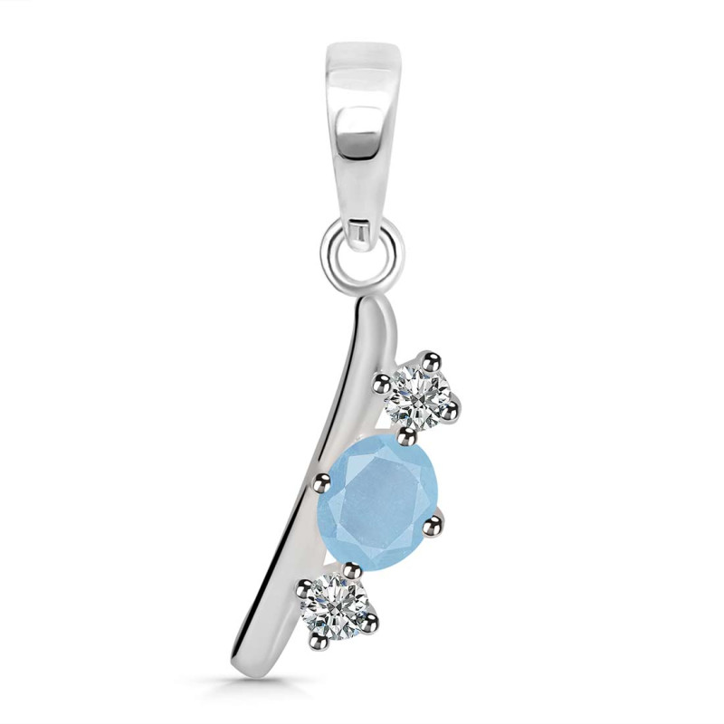 Aquamarine & White Topaz Alphabet I Pendant AQM-RDA-61.