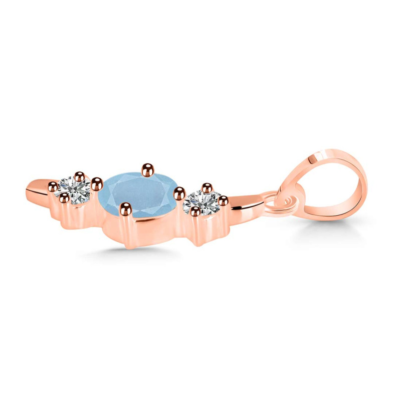 Aquamarine & White Topaz Alphabet I Pendant AQM-RDA-61.