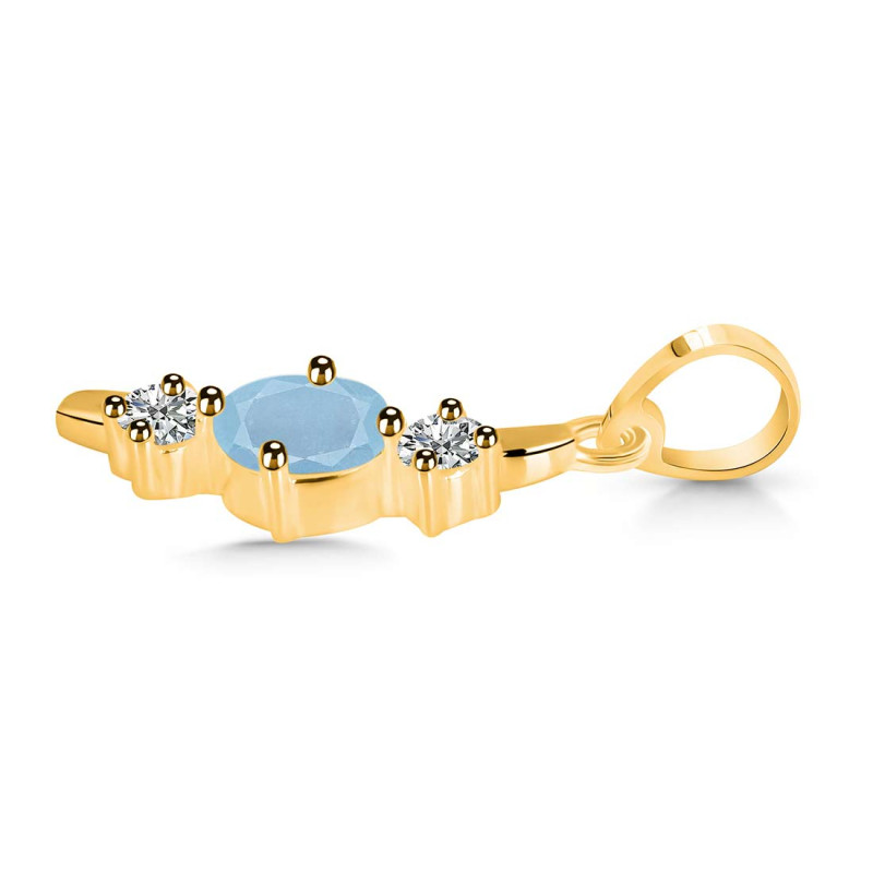 Aquamarine & White Topaz Alphabet I Pendant AQM-RDA-61.
