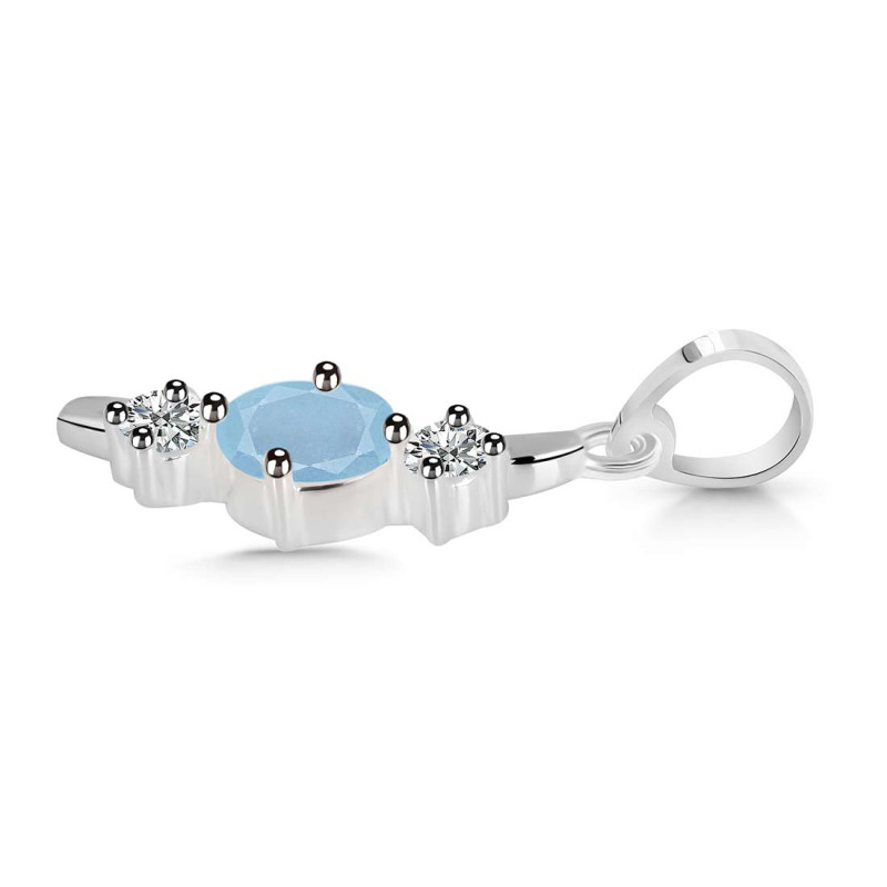 Aquamarine & White Topaz Alphabet I Pendant
