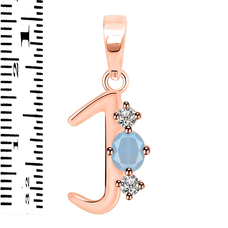 Aquamarine & White Topaz Alphabet J Pendant AQM-RDA-62.