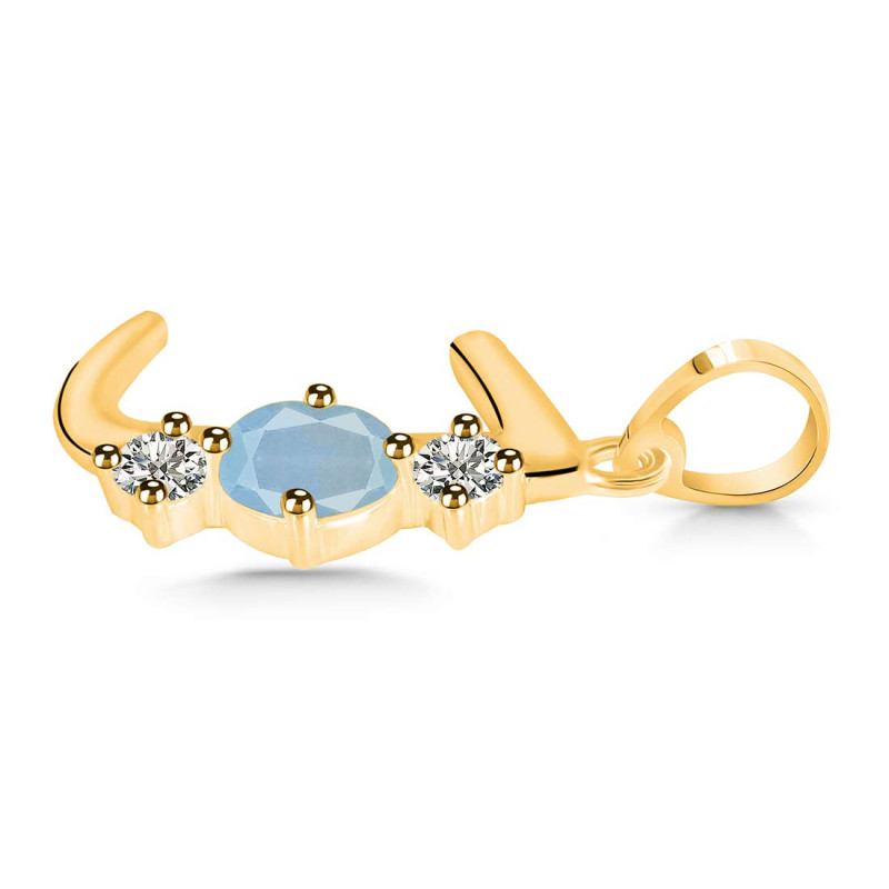 Aquamarine & White Topaz Alphabet J Pendant AQM-RDA-62.