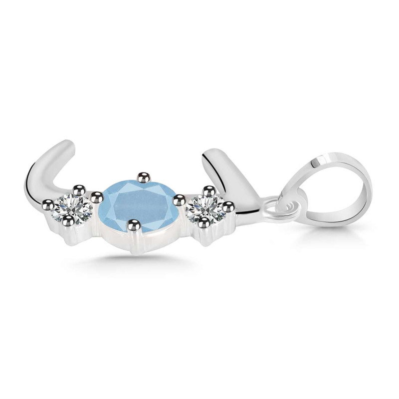 Aquamarine & White Topaz Alphabet J Pendant