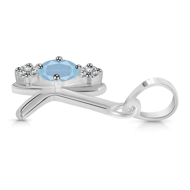 Aquamarine & White Topaz Alphabet K Pendant