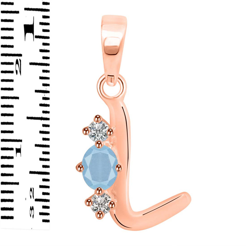 Aquamarine & White Topaz Alphabet L Pendant AQM-RDA-64.