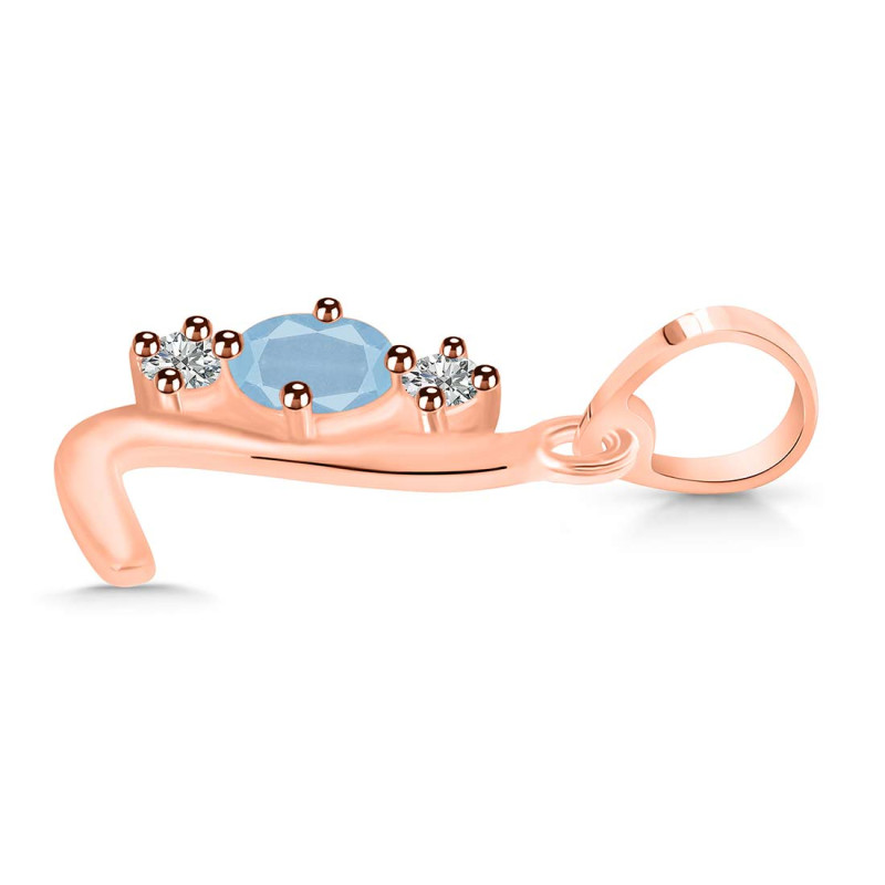 Aquamarine & White Topaz Alphabet L Pendant AQM-RDA-64.