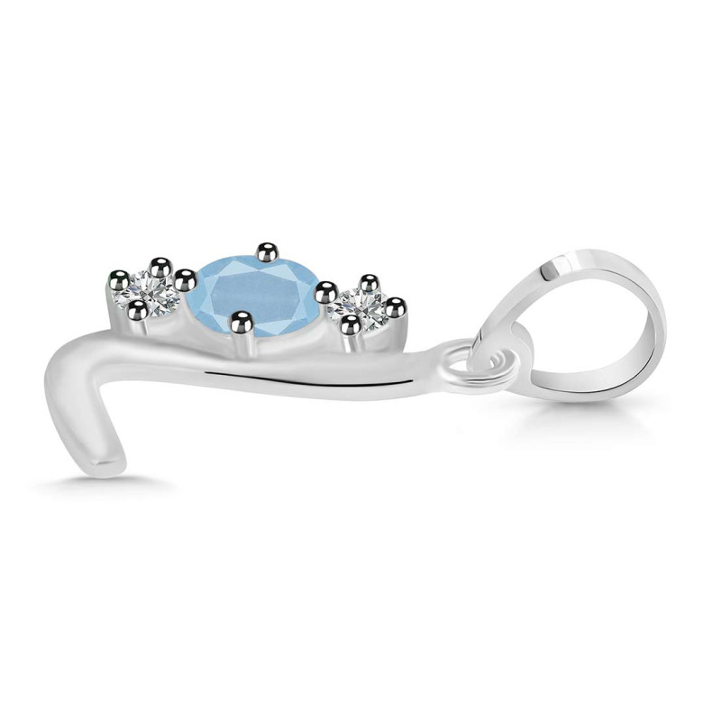 Aquamarine & White Topaz Alphabet L Pendant