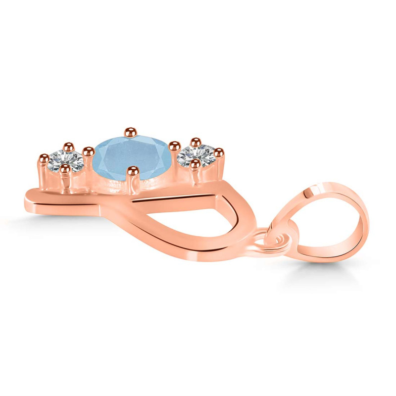Aquamarine & White Topaz Alphabet P Pendant AQM-RDA-68.