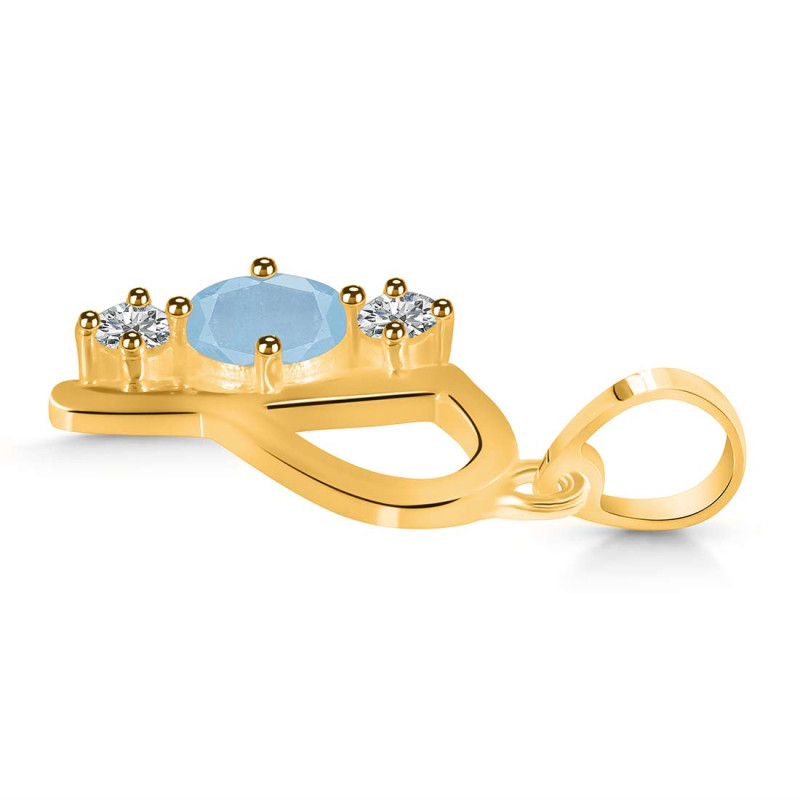 Aquamarine & White Topaz Alphabet P Pendant AQM-RDA-68.