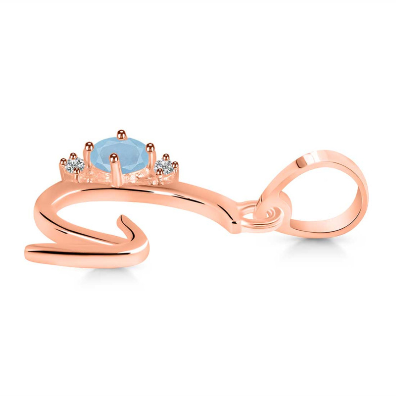 Aquamarine & White Topaz Alphabet G Pendant AQM-RDA-7.