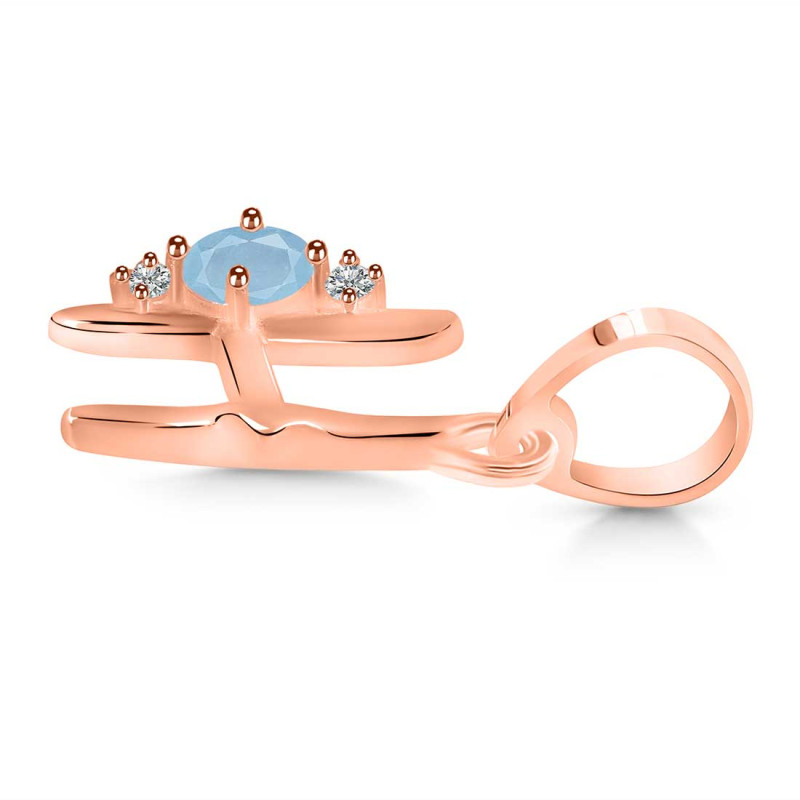 Aquamarine & White Topaz Alphabet H Pendant AQM-RDA-8.