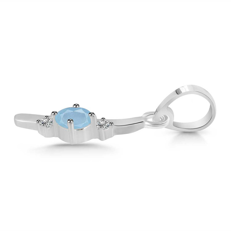 Aquamarine & White Topaz Alphabet I Pendant