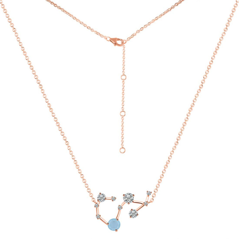 Scorpio Zodiac Star Constellation Aquamarine & White Topaz Necklace AQM-RDN-495.