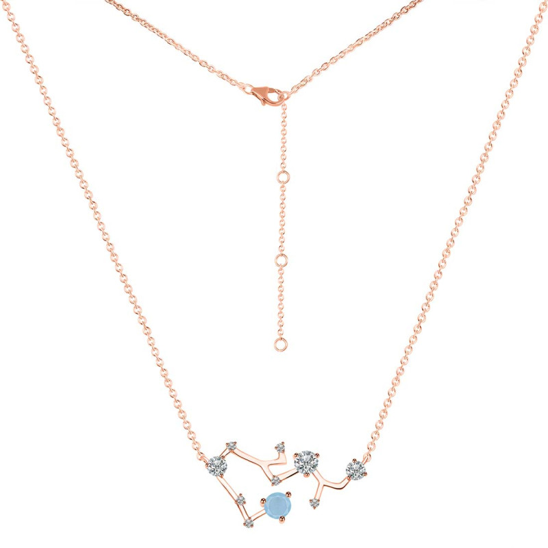 Sagittarius Zodiac Star Constellation Aquamarine & White Topaz Necklace AQM-RDN-496.