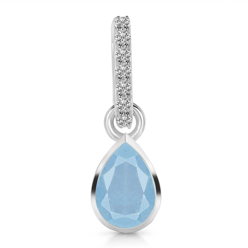 Aquamarine & White Topaz Pendant AQM-RDP-779-CZ-LOOP.