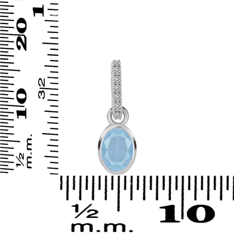 Aquamarine & White Topaz Pendant AQM-RDP-780-CZ-LOOP.