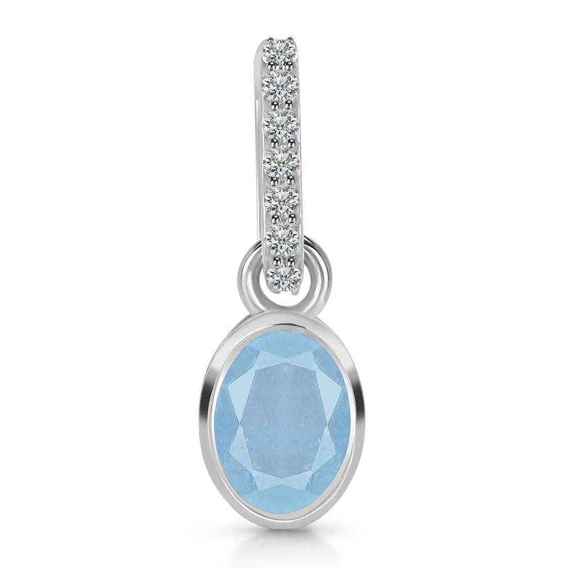 Aquamarine & White Topaz Pendant AQM-RDP-780-CZ-LOOP.