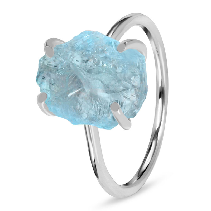 Aquamarine Raw Crystal Ring