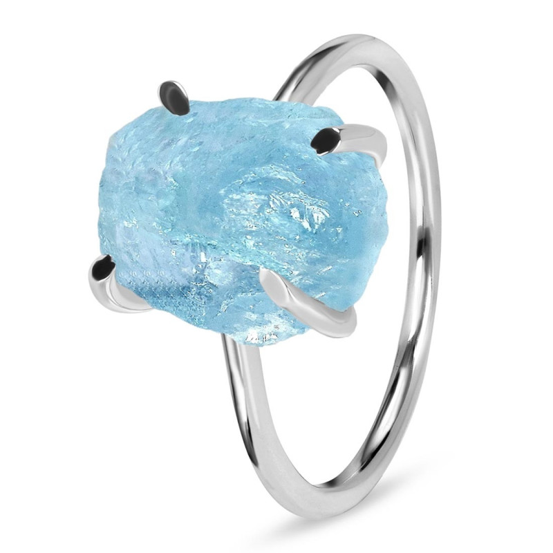 Aquamarine Raw Crystal Ring