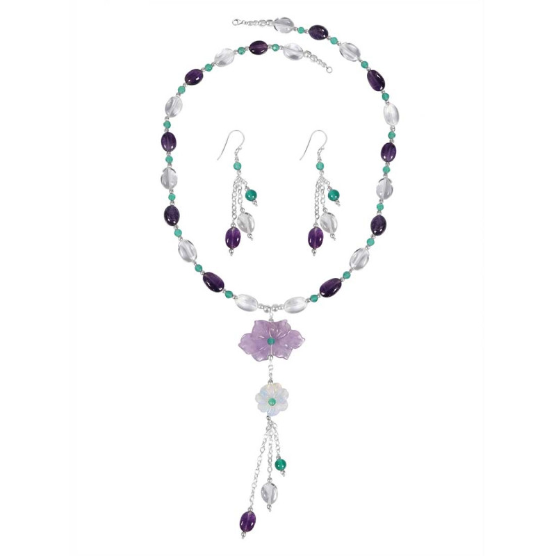 Amethyst/Crystal Beaded  Jewelry Set BDD-12-1646