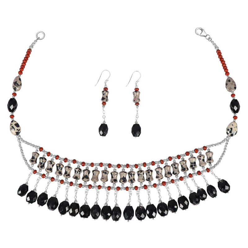 Black Spinel/Delmefia Jasper Beaded  Jewelry Set BDD-12-1648