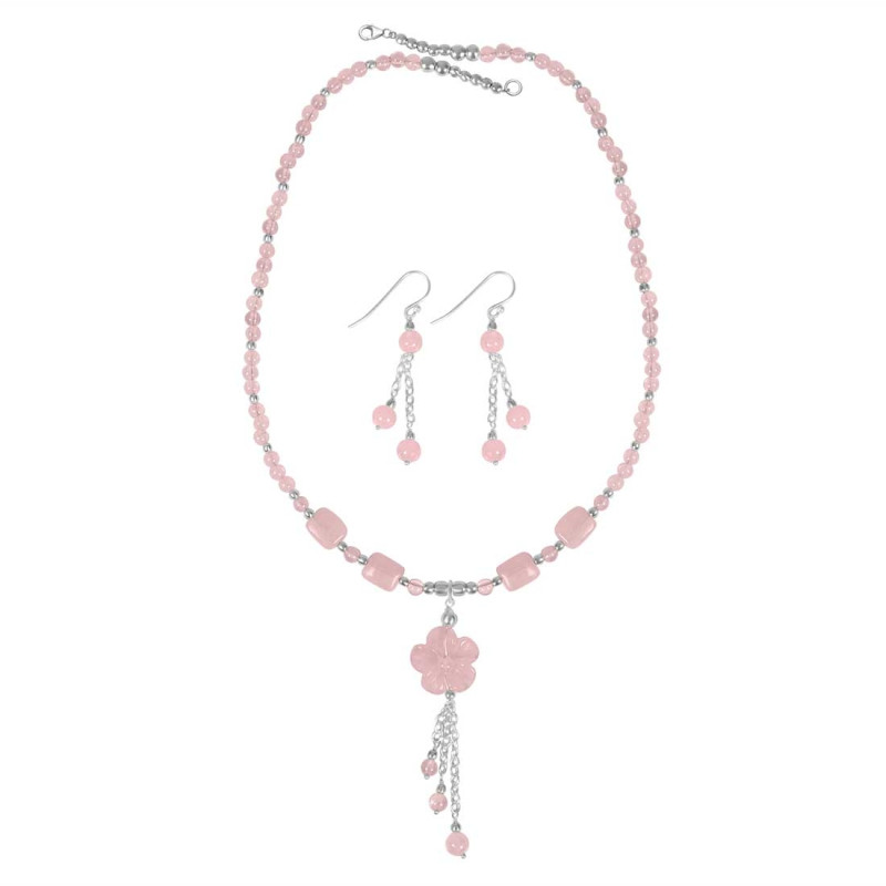 Rose Quartz Beaded  Jewelry Set BDD-12-1650