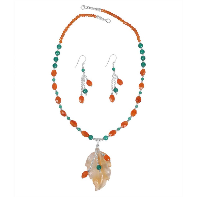Carnelian/Green Onyx Beaded  Jewelry Set BDD-12-1652