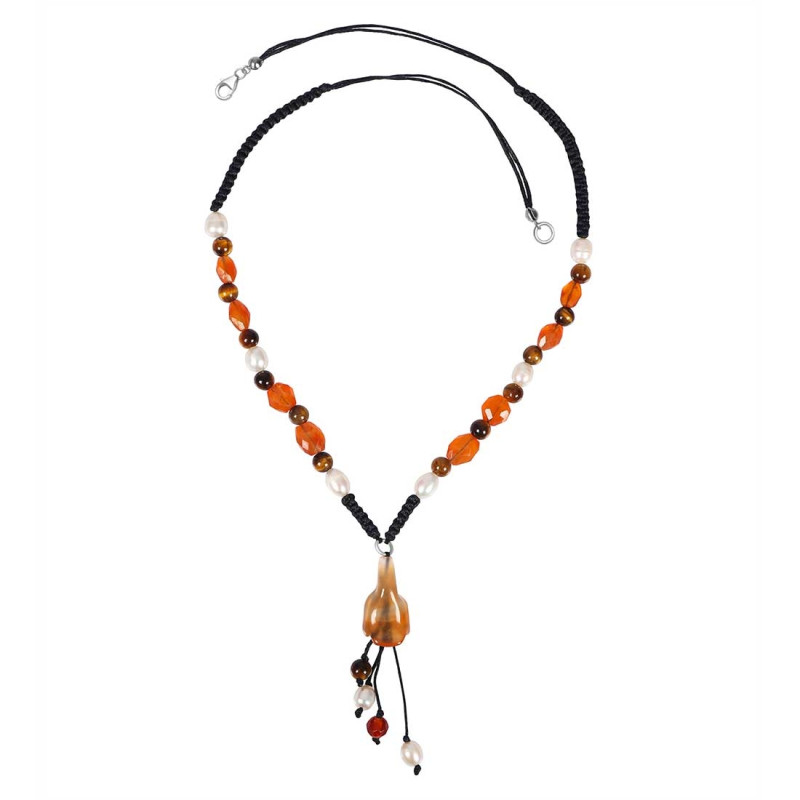 Carnelian/Tiger Eye Beaded Necklace BDD-12-1656