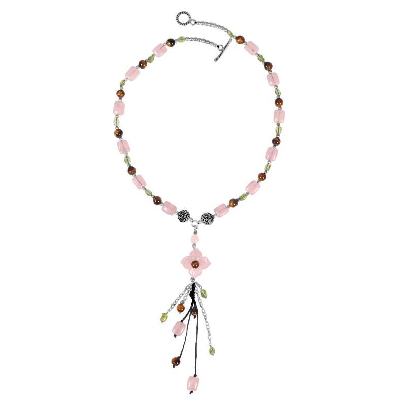 Rose Quartz/Citrine Beaded Necklace BDD-12-1626