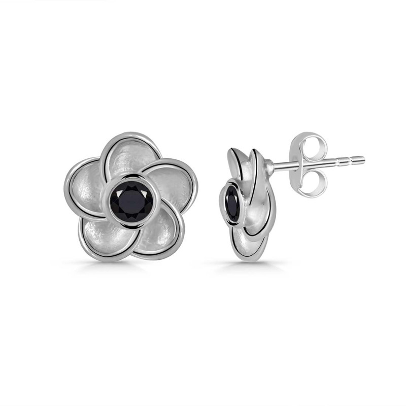 Black Tourmaline Stud Earring