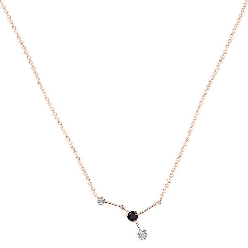 cancer Zodiac Star Constellation Black Tourmaline & White Topaz Necklace BLS-RDN-486.
