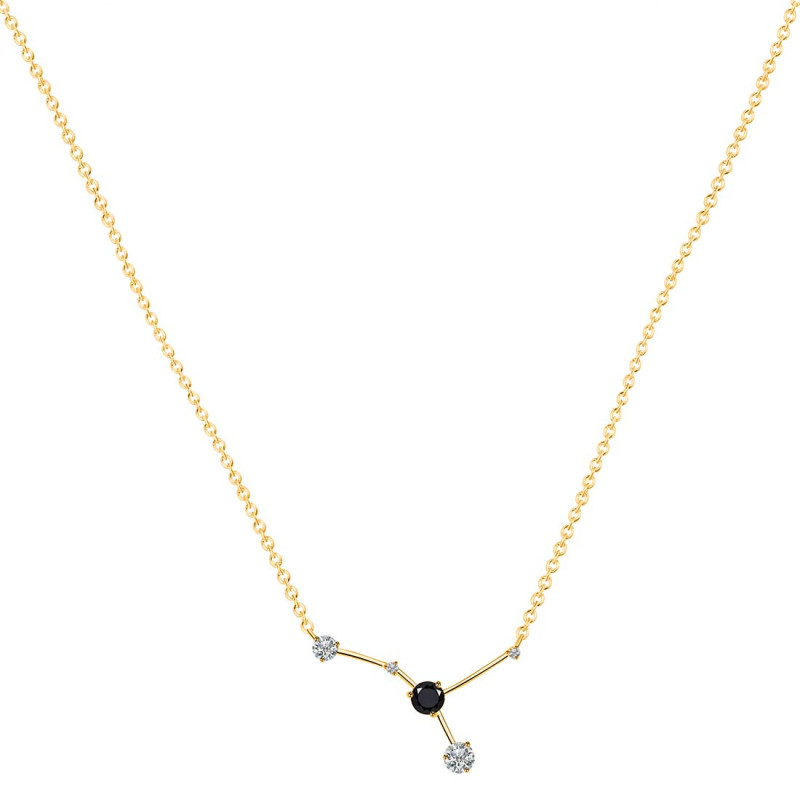 cancer Zodiac Star Constellation Black Tourmaline & White Topaz Necklace BLS-RDN-486.