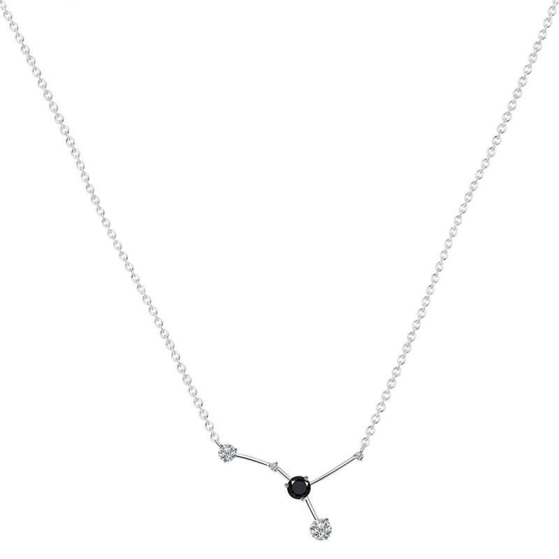 cancer Zodiac Star Constellation Black Tourmaline & White Topaz Necklace BLS-RDN-486.