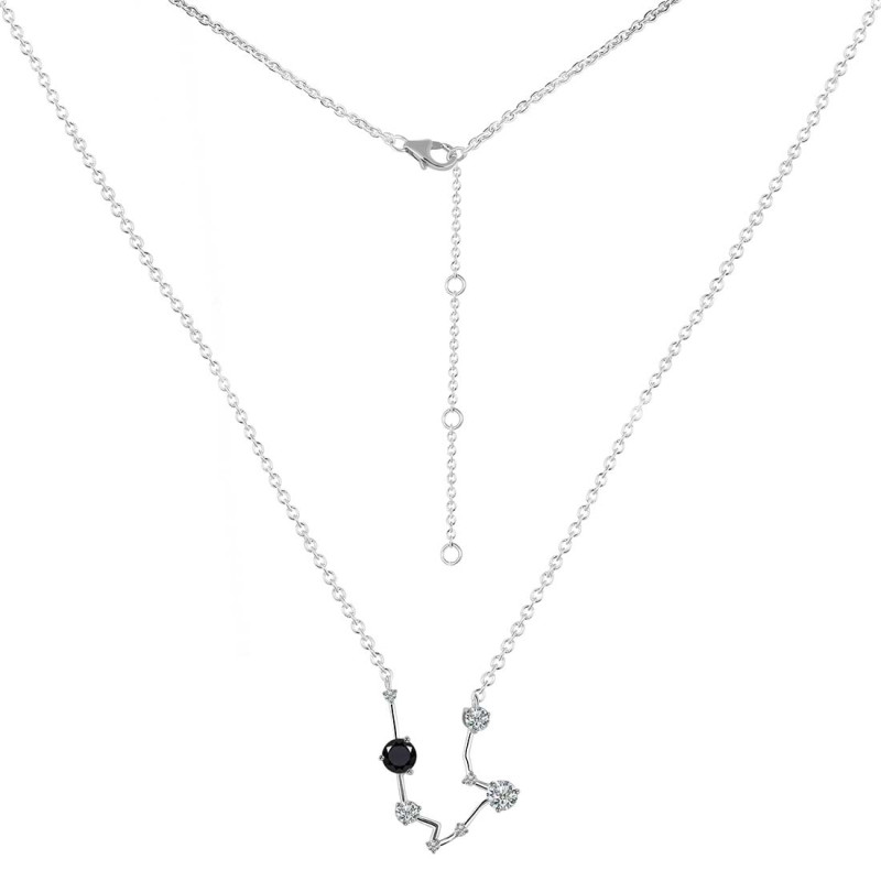 Aquarius Zodiac Star Constellation Black Tourmaline & White Topaz Necklace