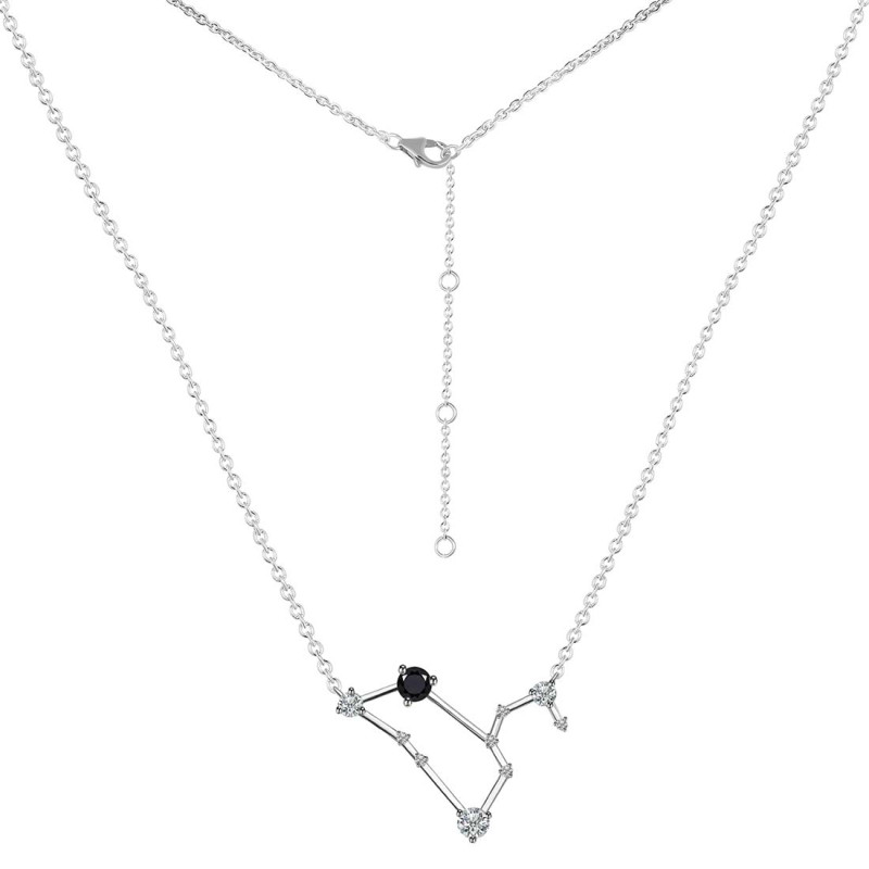 Leo Zodiac Star Constellation Black Tourmaline & White Topaz Necklace
