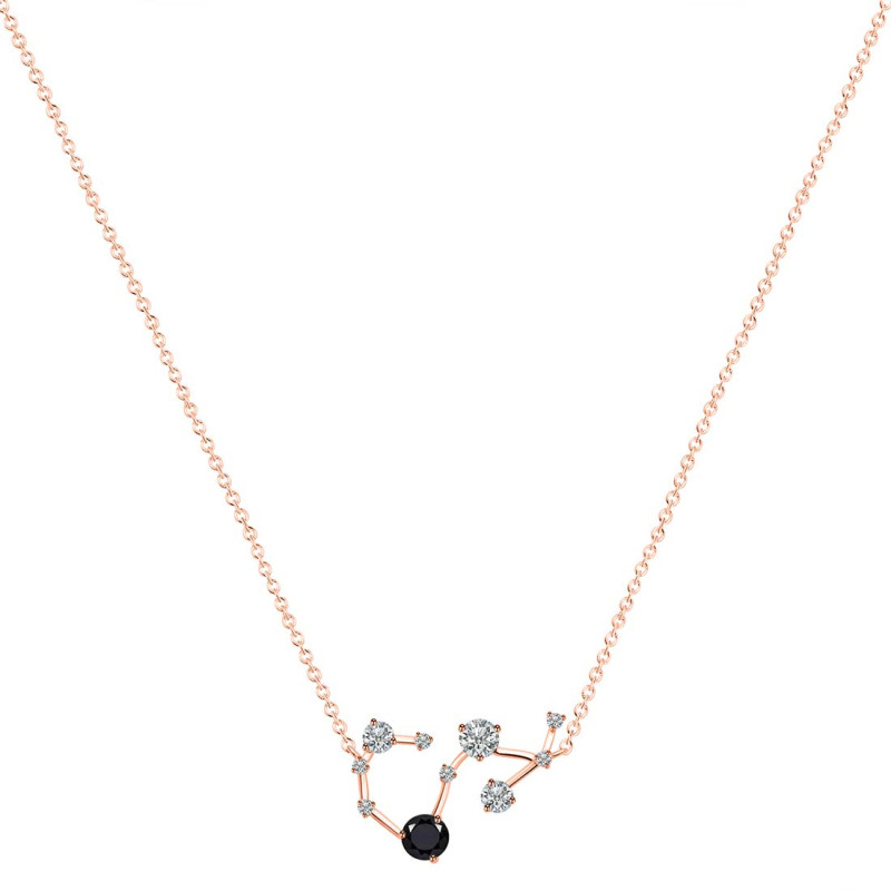 Scorpio Zodiac Star Constellation Black Tourmaline & White Topaz Necklace BLS-RDN-495.
