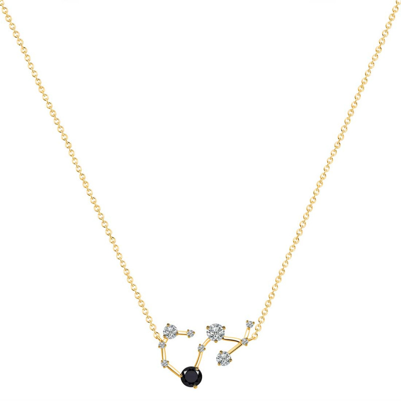 Scorpio Zodiac Star Constellation Black Tourmaline & White Topaz Necklace BLS-RDN-495.
