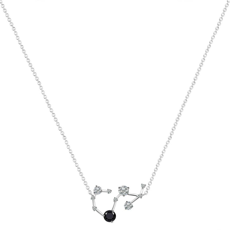 Scorpio Zodiac Star Constellation Black Tourmaline & White Topaz Necklace BLS-RDN-495.