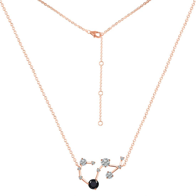 Scorpio Zodiac Star Constellation Black Tourmaline & White Topaz Necklace BLS-RDN-495.