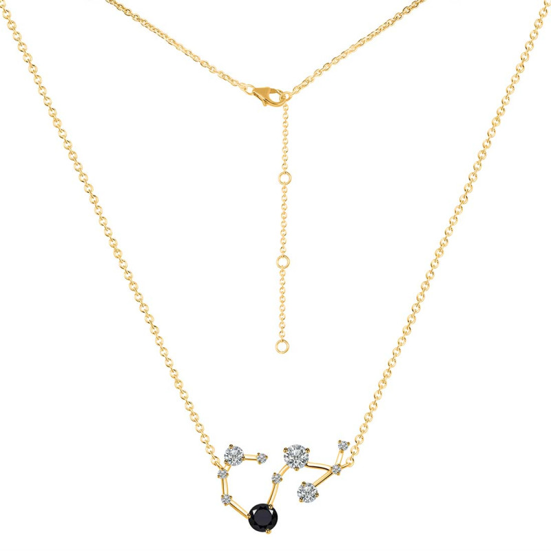 Scorpio Zodiac Star Constellation Black Tourmaline & White Topaz Necklace BLS-RDN-495.