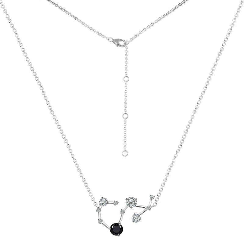 Scorpio Zodiac Star Constellation Black Tourmaline & White Topaz Necklace